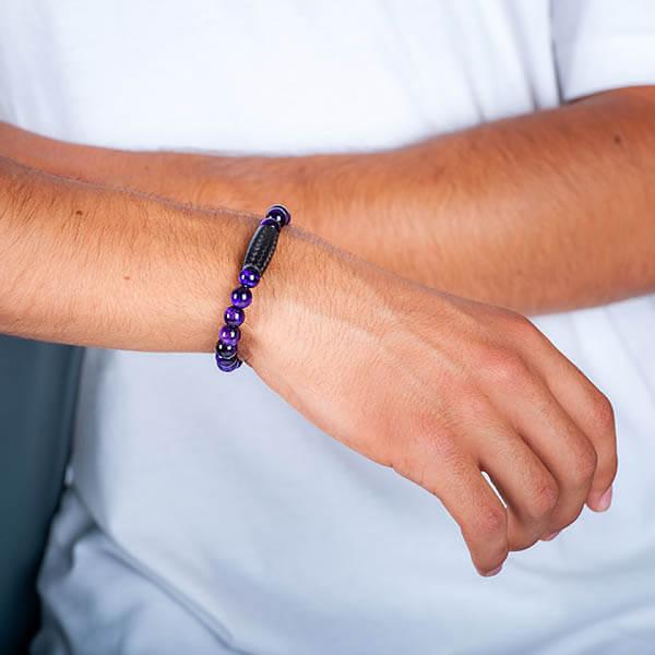 Carbon fiber Bracelet Tiger`s Eye Purple Shop Zak Code
