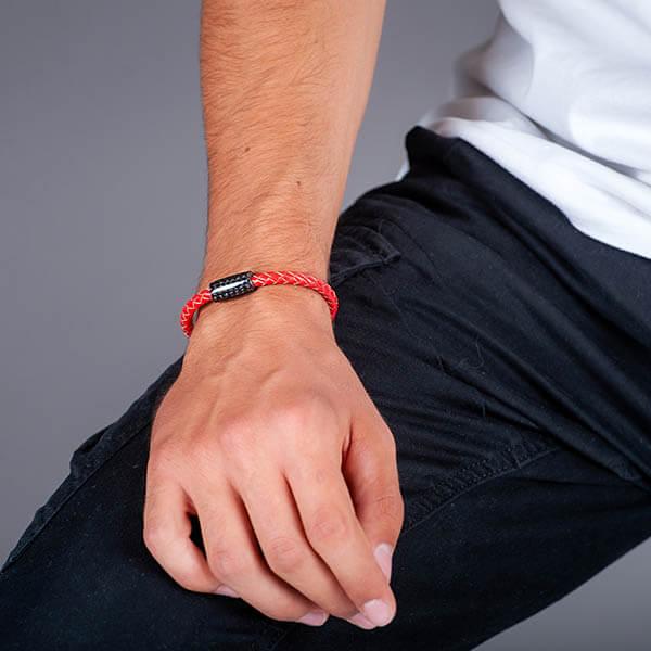 Carbon Fiber Bracelet Red Leather Shop Zak Code